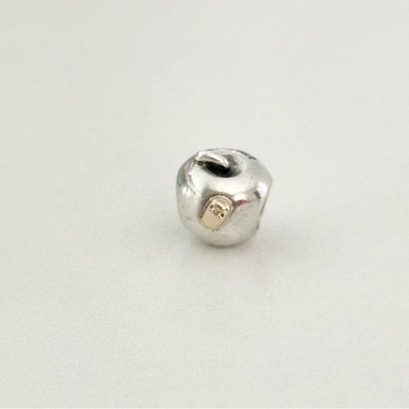Pandora 925 & 14K Gold Two Tone Apple & Worm Rare Retired Bead Charm - Picture 2 of 6